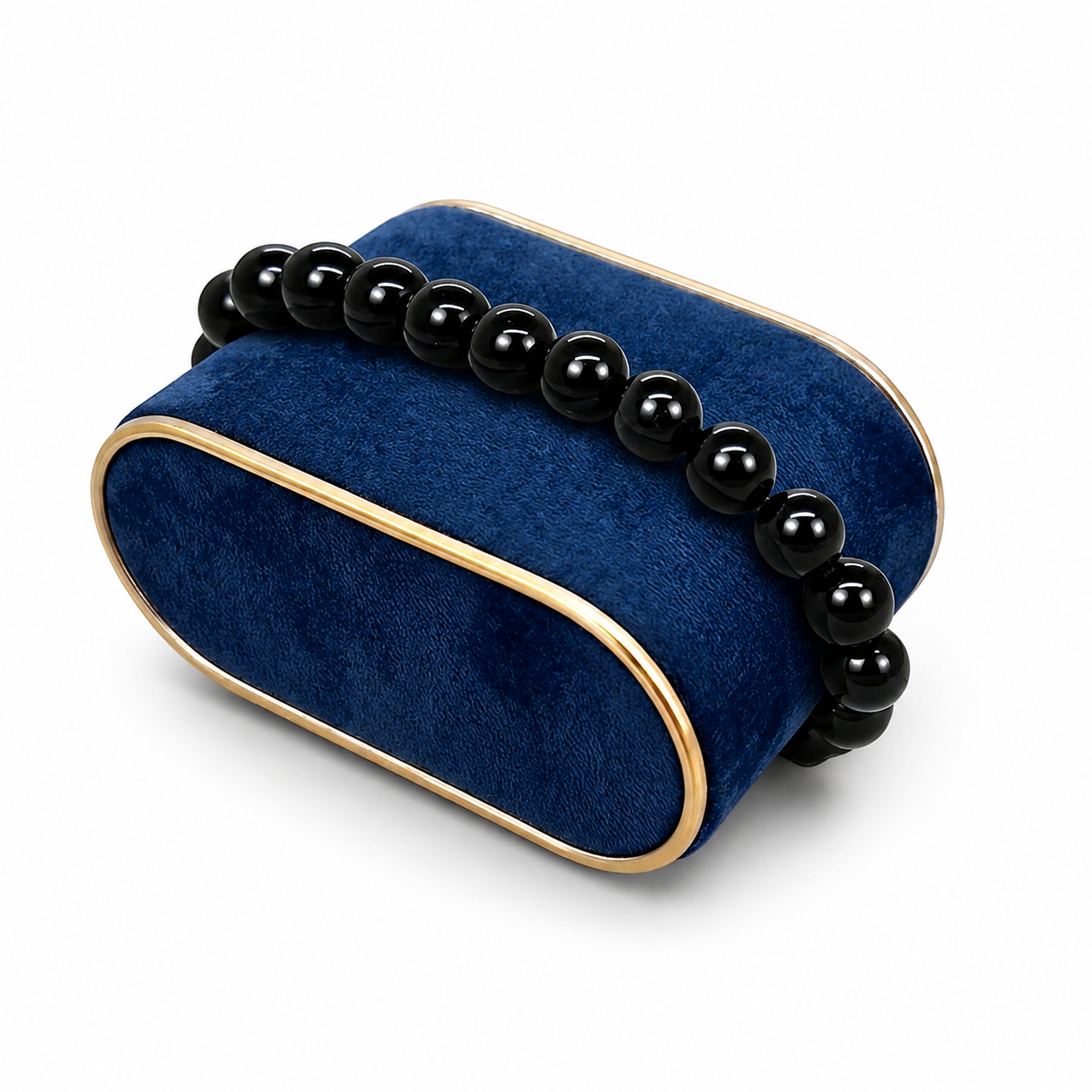 Black Glossy Round Bead Stretch Bracelet