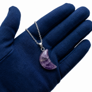 Purple Crescent Moon Stone Pendant Necklace